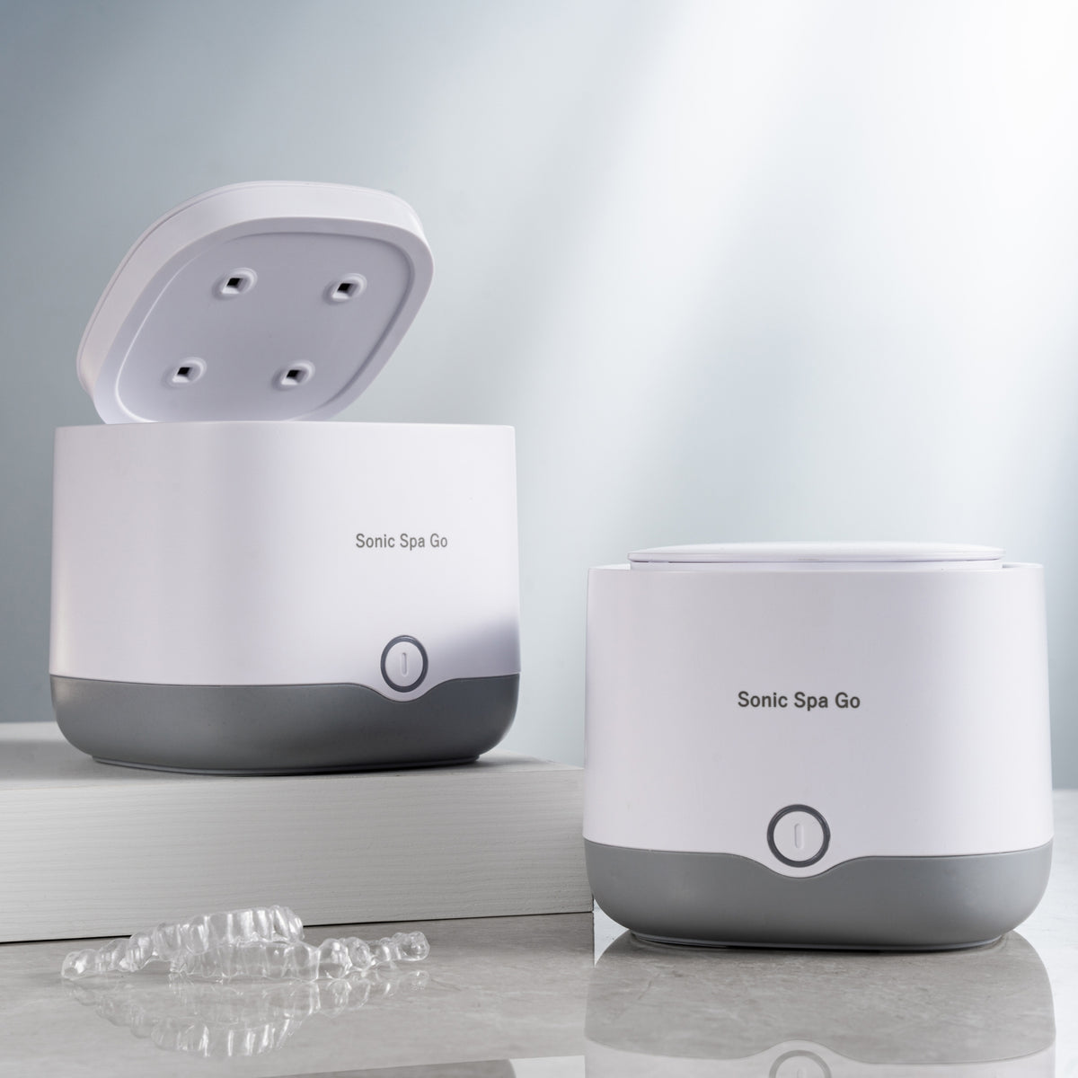 White Sonic Spa Go on a bathroom counter