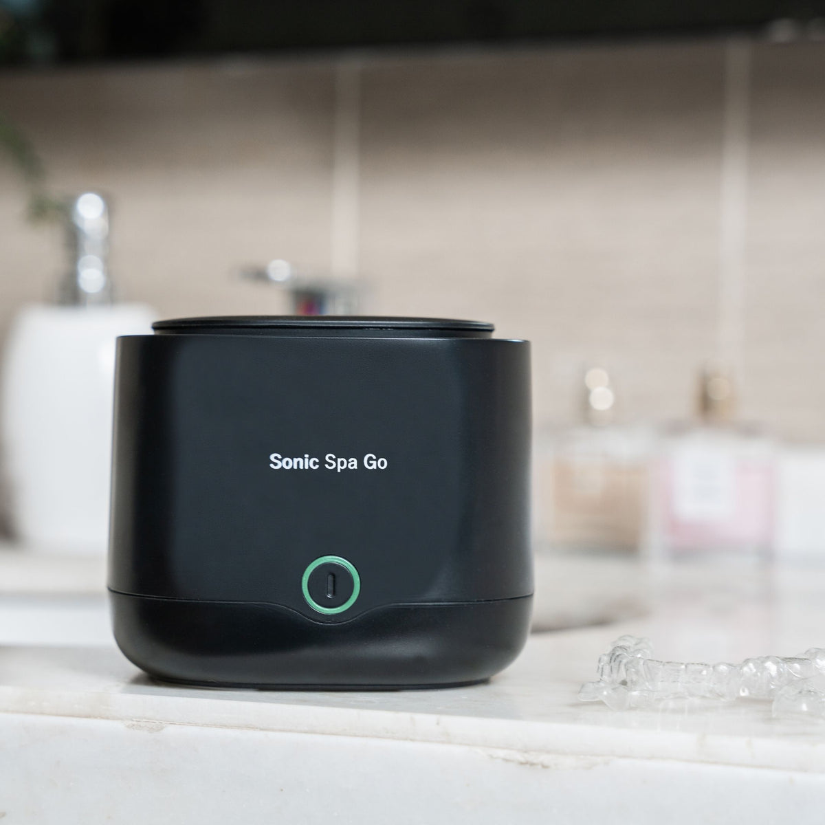 Black Sonic Spa Go on a bathroom counter